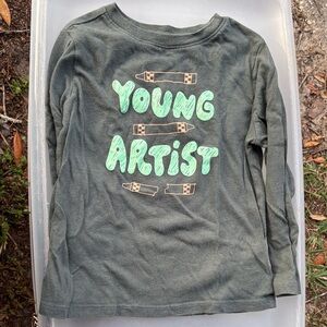 Old Navy Kids Long Sleeve Tee - Charcoal with Mint Print